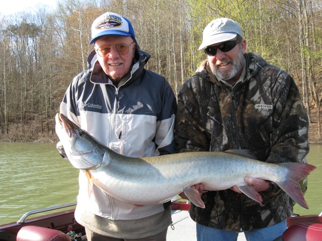 ed krotz 46in. 83 years old catches 1st.musky with Justin4-22-09